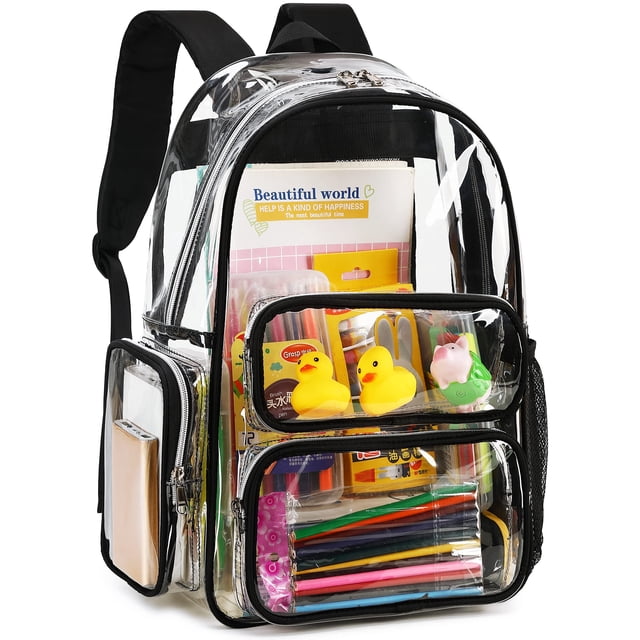 Mochila CAMTOP Clear Heavy Duty Transparente para Escuela Negra