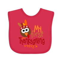 Inktastic My 1st Thanksgiving Cute Turkey with Feathers Boys or Girls Baby Bib