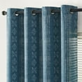 thumbnail image 3 of Curtainking Blackout Curtains for Livingroom Bedroom Farmhouse Boho Curtains 63 inch Geometric Striped Grommet Room Darkening Thermal Insulated Window Drapes 2 Panels White on Blue, 3 of 10