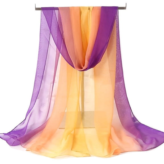 Zhuge Elegant Personalized Scarf, Summer Sunscreen Scarf Thin Gradient Small Scarf Georgie Versatile Scarf Light and Thin Scarf (Purple Yellow Gradient)