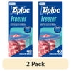 (2 pack) Ziploc Brand Freezer Food Storage Bags, School Supplies, Grip 'n Seal Technology, Zipper, Gallon, 40 Count
