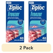 (2 pack) Ziploc Brand Freezer Food Storage Bags, School Supplies, Grip 'n Seal Technology, Zipper, Gallon, 40 Count