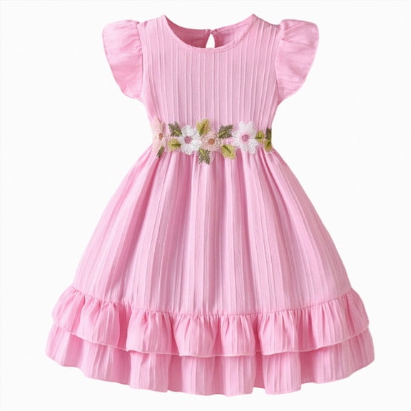 mgoYE Flower Girl's Tulle Dress Tutu Party Birthday Wedding Formal Fancy Flower Princess Dresses Size 9-10 Years Light Pink