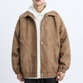 thumbnail image 3 of Maoxin Men Leather Jacket Men's Casual Loose Fitting Long Sleeved Hooded Jacket Long Sleeve Hoodless Faux Leather Outwear Jackets for men Brown 3XL, 3 of 4