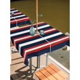 thumbnail image 2 of Square Outdoor Tablecloth with Umbrella Hole Red Navy Blue Striped Outside Table Cloth Waterproof Patio Table Cover Contemporary Minimalist Aesthetic Zipper Tablecloths for Picnic Camping 54x54 Inch, 2 of 8