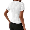 thumbnail image 5 of Tshirts Shirts for Women Solid Color Short Sleeve Casual Slim Fit Crew Neck Refreshing Breathable Resistant Daily White Workout Tops Sizes M, 5 of 7
