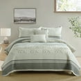 thumbnail image 6 of Bedduvit Striped Gray King Size Quilts - 100% Cotton Vintage Botanical Floral King Quilted Bedspread, Lightweight Framhouse Summer Print 3-Piece Bedding Set, Retro Decor Coverlet for King Bed, 98x106, 6 of 11