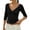 Bronze, variant on Women's 3/4 Sleeve Deep V Wrap Neck Ruched Crop Top, Open Back Y2K Slim Fit Tee with Vintage Minimalist Style, for Summer Going Out or Trendy Streetwear Bronze XS