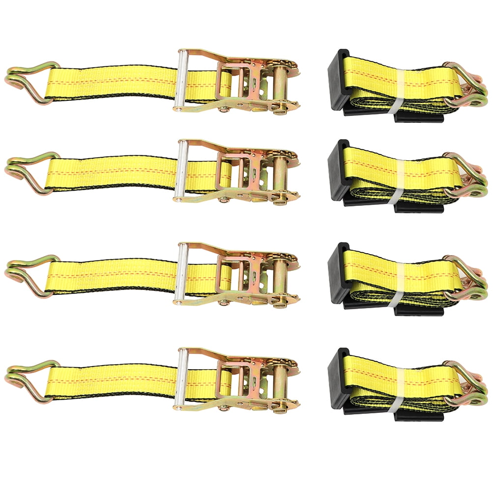 ECCPP NEW (4 Pack) 2"x10' Tire Double J Wire Hook Strap Ratchet Car Hauler Wheel Tie Down