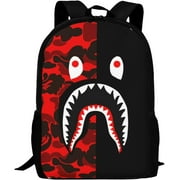 Bape Backpack Camo Shark Backpack Laptop Backpack For Boys Travel Bag Casual Daypack Hiking Bag For Girls 17inch School Begin Gifts