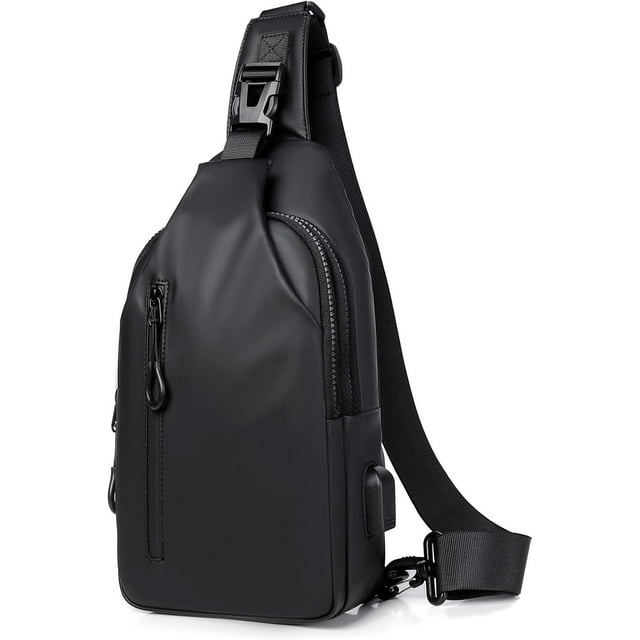 Liten Sling Bag Lättviktig Bröstväska, Vattentäta Axelväskor, Crossbody-väskor med USB-laddningsport, Unisex Sling Ryggsäck Väska för Sport