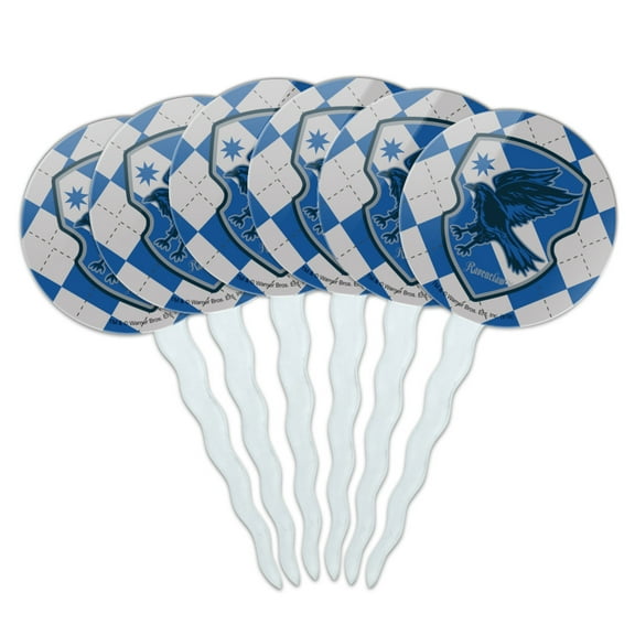 Harry Potter Ravenclaw Plaid Sigil Cupcake Picks Toppers Decoration Set of 6