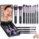 thumbnail image 1 of Set de Brochas de Maquillaje, 14 Piezas, con Espejo LED Recargable, Port&aacute;til, Negro (Negro), 1 of 6
