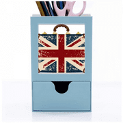 Union Jack Retro Suitcase Britain UK Flag Culture Desk Supplies Organizer Pen Holder Card