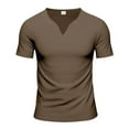 thumbnail image 2 of kamemir Plain T Shirts for Men Men's T- Shirts Short Sleeve Sweater Shirt Casual Crewneck Pullover Tees Brown,L, 2 of 6