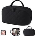 thumbnail image 2 of Lomyolo Travel Makeup Bag for Women, 2Pcs Puffer Cosmetic Bags Large Capacity, Toiletry Bag Waterproof Portable, Wide Open Cosmetic Organizer Pouch with Compartments for Toiletries & Brushes-BLACK, 2 of 7