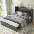 thumbnail image 2 of ZAFLY Murphy Bed Cabinet with Charging Station, Queen Size Solid Wood Cabinet Bed with Mattress, Murphy Cube Chest Bed with Storage Drawers - Grey, 2 of 12