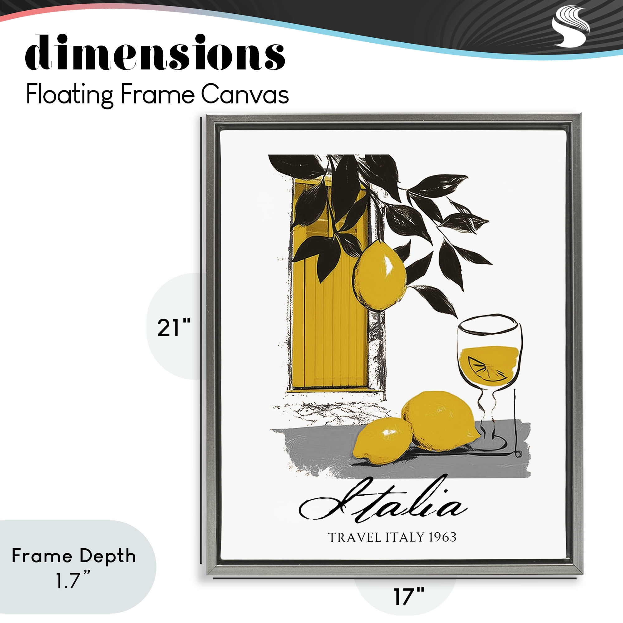 Stupell Industries Travel Italia Lemons Gray Framed Floater Canvas Wall Art, design by Annabelle Hall