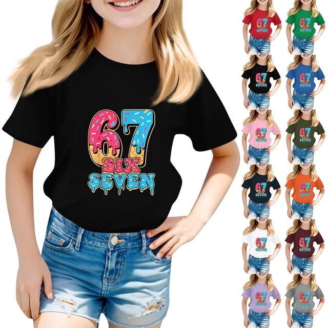 Six Seven Chemise pour Garçons Pyjama Mode Enfant Décontracté Imprimé Col Manches Courtes T-Shirt Haut Rose 130
