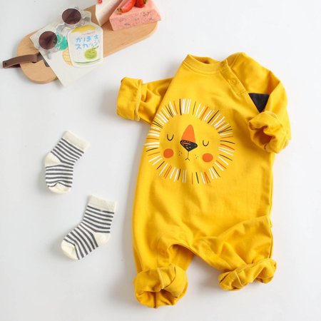 

Baby Girls Boys Cartoon Animal Print Romper Jumpsuit Clothes Yellow 18