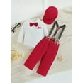 thumbnail image 2 of GXFC Infant Boys Christmas Holiday Party Suits Costume 3M 6M 12M Newborn Boys Long Sleeve Bow Dots  Print Romper and Suspender Pants Hat Holiday-themed Clothing for Preemie Boys, 2 of 8