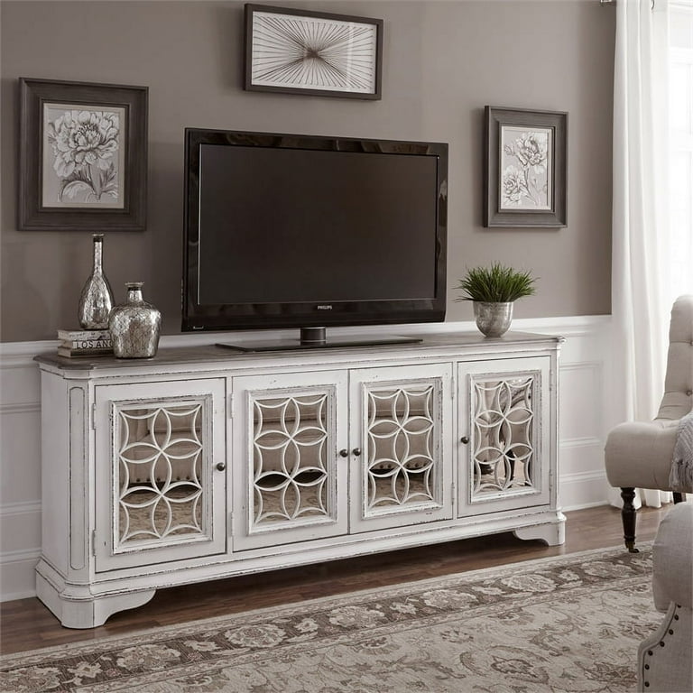 Magnolia manor antique white entertainment tv stand outlet