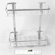 Bathroom Shower Shelf Basket 2 Tier 12 Inch Aluminum Organizer Wall Mounted