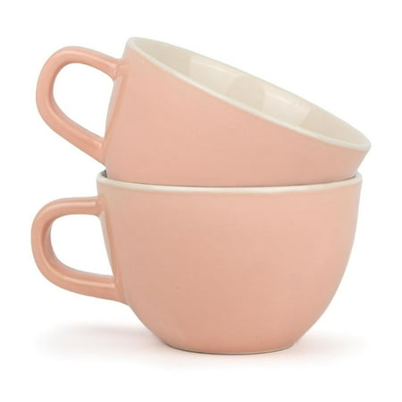 

Large Ceramic Coffee Cup Set Of 2 - Pink 300ml Each | Cappuccino Cup With Glossy Finish | Large Ceramic Coffee Cup | Premium Stoneware Coffee Cup | Microwave Safe