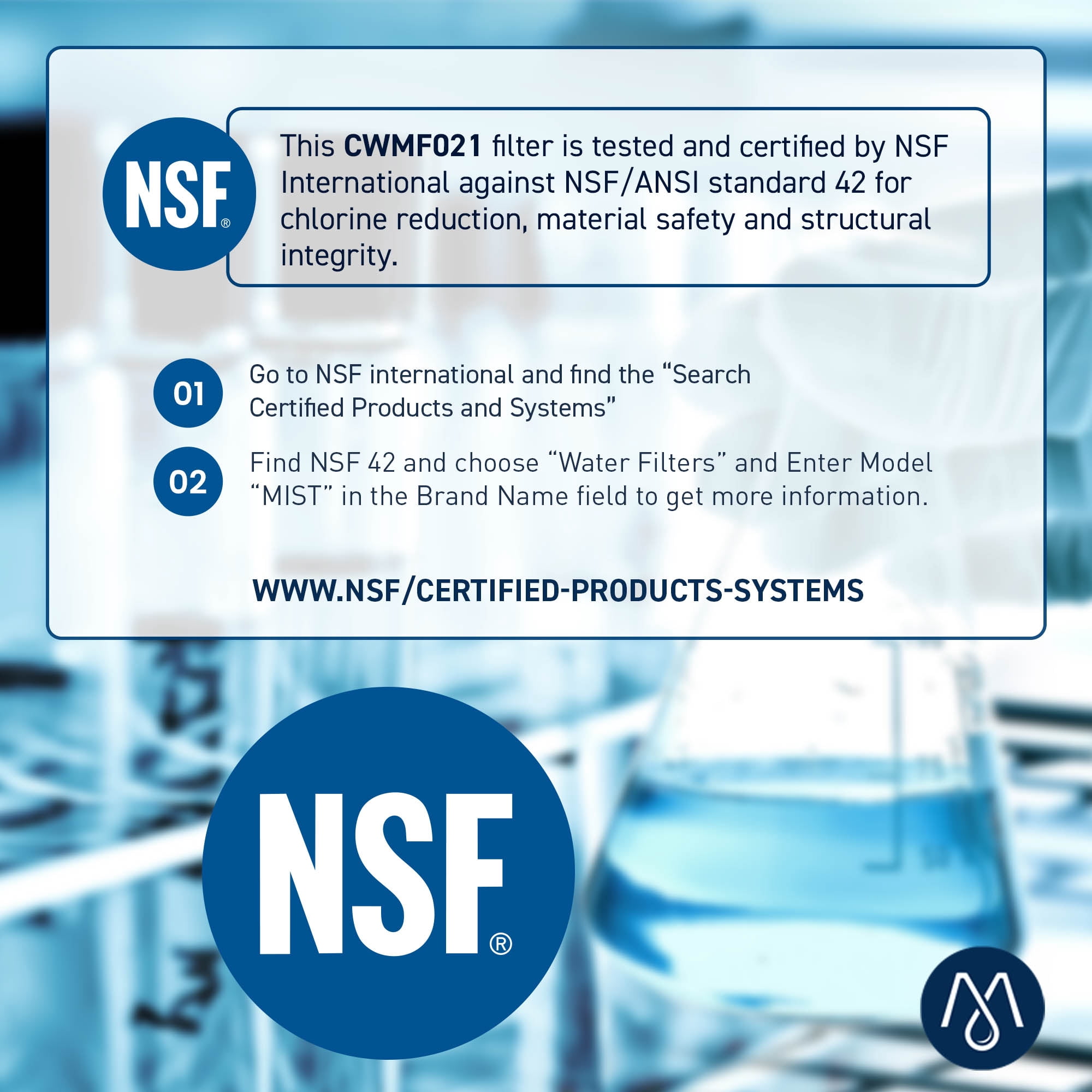 Mist DA29-00020B Refrigerator Water Filter Replacement for Samsung HAF-CIN, NSF Certified