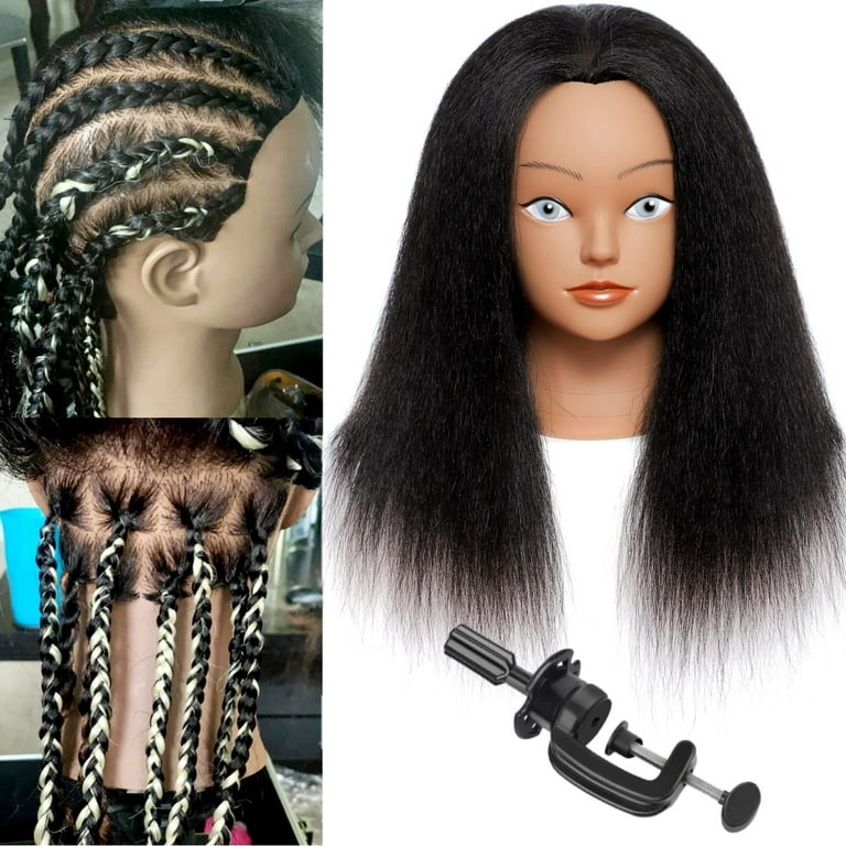100% Human Hair Professional Mannequin Head Hairdresser Cosmetology  ManikinTraining Head For Styling Braiding Curl Cut Practice