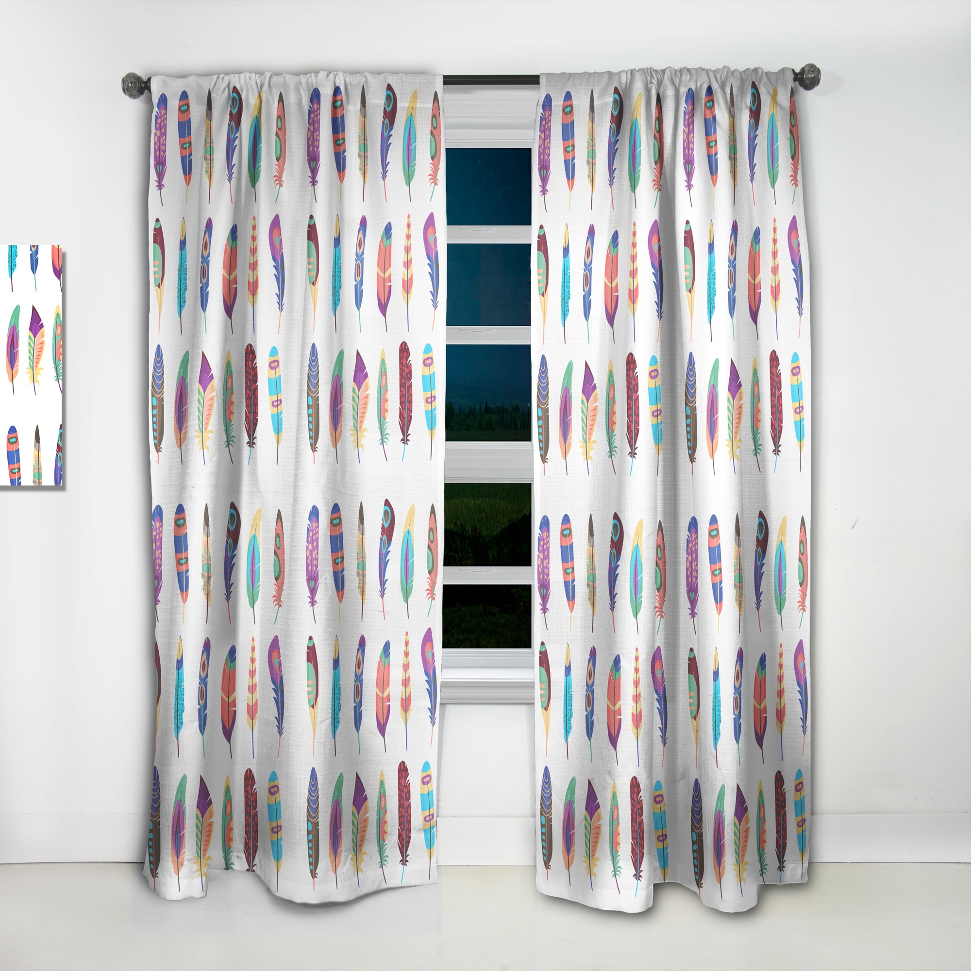 Designart 'Bird Feathers XXI' Southwestern Curtain Panel