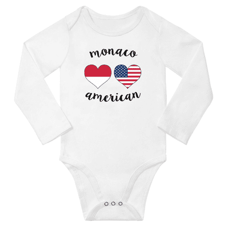 

Monaco and American Love Heart Baby Long Slevve Bodysuit Outfits (White 12-18 Months)