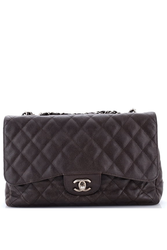 Pre-Owned Classic Single Flap Bag Quilted Caviar Jumbo By Rebag