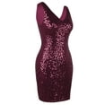 thumbnail image 5 of PrettyGuide Women's Sequin Cocktail Dress V Neck Bodycon Glitter Party Dress, 5 of 7