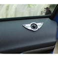 thumbnail image 4 of (2) Union Jack Style Wing Emblem Rings For Mini Cooper R55 R56 R57 R58 R59 Door Lock Knobs, Black/Grey UK Flag Design (Does not fit R60 R61 nor F55 F56 Models), 4 of 8