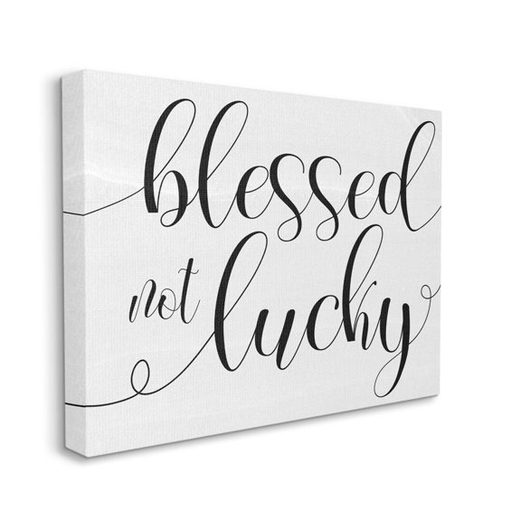 Stupell Industries Blessed Not Lucky Minimal Cursive Script Designed by Daphne Polselli
