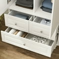 thumbnail image 5 of MONSLIPA White Wardrobe, Modern 2-Door Armoire with Hanging Rod and 3 Drawers for Closet Bedroom, 5 of 8