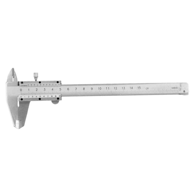 Calibrador Vernier de Acero VernierSteel 0 - 6 Capacidad ±03mm Tolerancia 001 Capacidad Mínima 6 Capacidad Máxima Mét