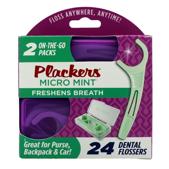 Plackers Micro Menthe Rafraîchit l'Haleine 24 Unités Fil Dentaire (Lot de 10)