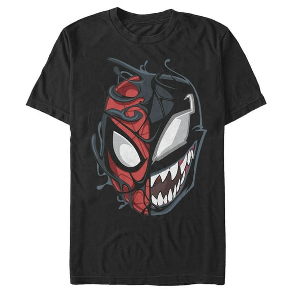 Men's Marvel Spider-Man Venom Mask Split  Graphic Tee Black Medium