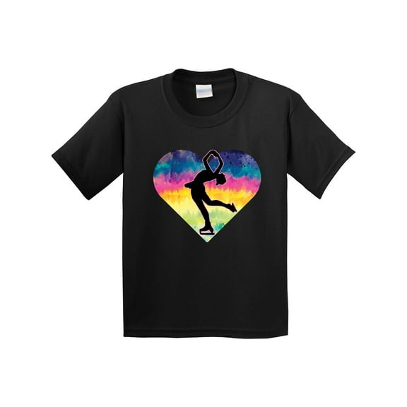Inktastic Ice Skating Watercolor Heart Girls Youth T-Shirt