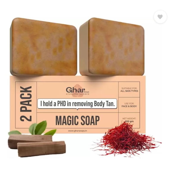 GharSoaps Sandal Wood And Saffron Soap For Glowing & Refreshing Skin (2 x 100 g)