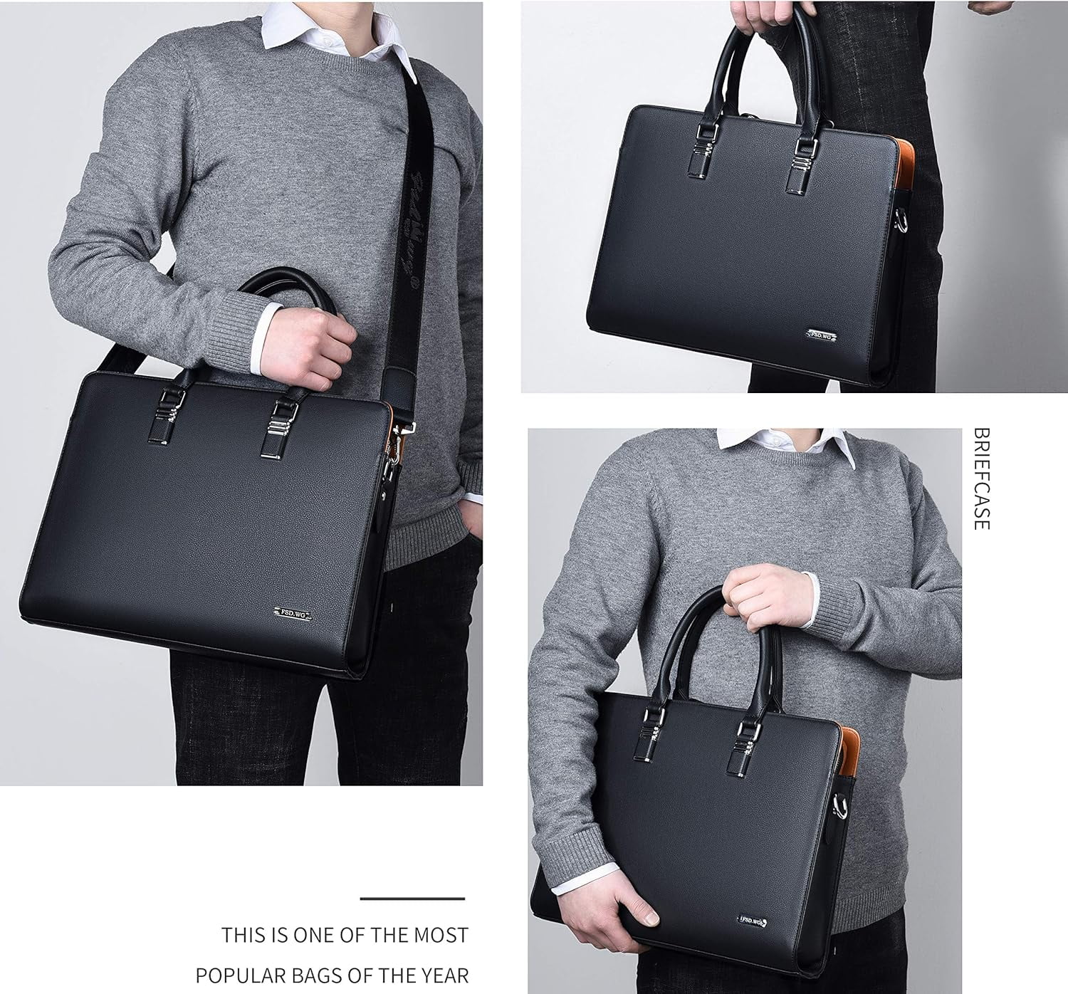 FSD.WG]Business Bag Leather Briefcase Shoulder Laptop Business Bag for Men