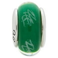 thumbnail image 3 of Fancy Bead White Sterling Silver Glass 12.73 mm 7.27 Reflections Green White Scribbles Hand-Blown Bead, 3 of 4