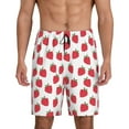 thumbnail image 1 of Balery Cartoon Strawberry Pantalones cortos de pijama de punto de algodón para hombre con cinturilla y bolsillos-Small, 1 of 6