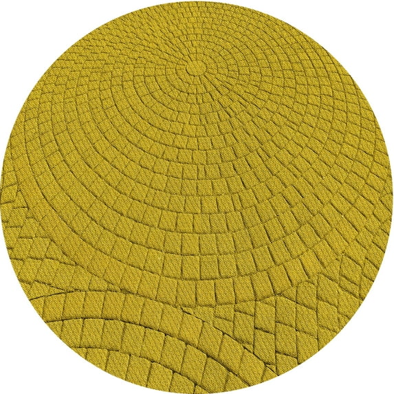 Ahgly Company Machine Washable Indoor Round Transitional Dark Golden Rod Brown Area Rugs, 4' Round