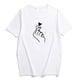 thumbnail image 1 of Top de manga corta para mujer, camisa de verano holgada con cuello redondo y dedo en forma de corazón para mujer, color blanco M, 1 of 8