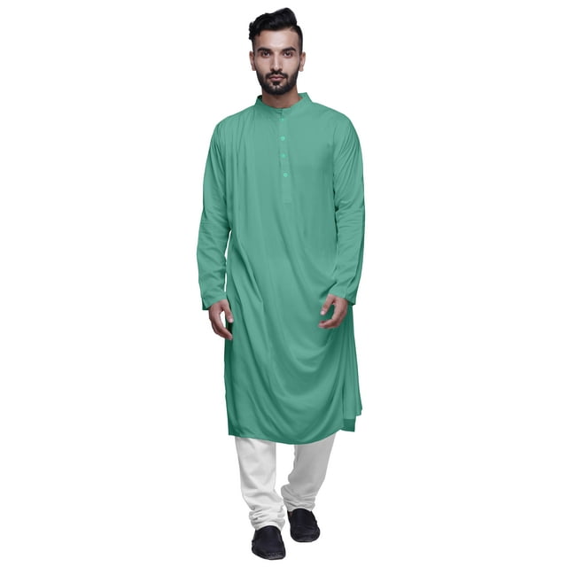 Atasi Kurta pour Homme Uni à Drapé Bénitier en Rayonne Slub Tenue Festive