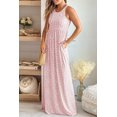 thumbnail image 1 of Women's Pink Leopard Print Pocketed Sleeveless Maxi Dress, 1 of 17
