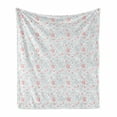 thumbnail image 1 of Pink Floral Soft Flannel Fleece Throw Blanket, Pastel Design Creative of Delicate Petals and Leaves, Cozy Plush for Indoor and Outdoor Use, 50" x 60", Dried Rose Blue Grey, by Ambesonne, 1 of 5
